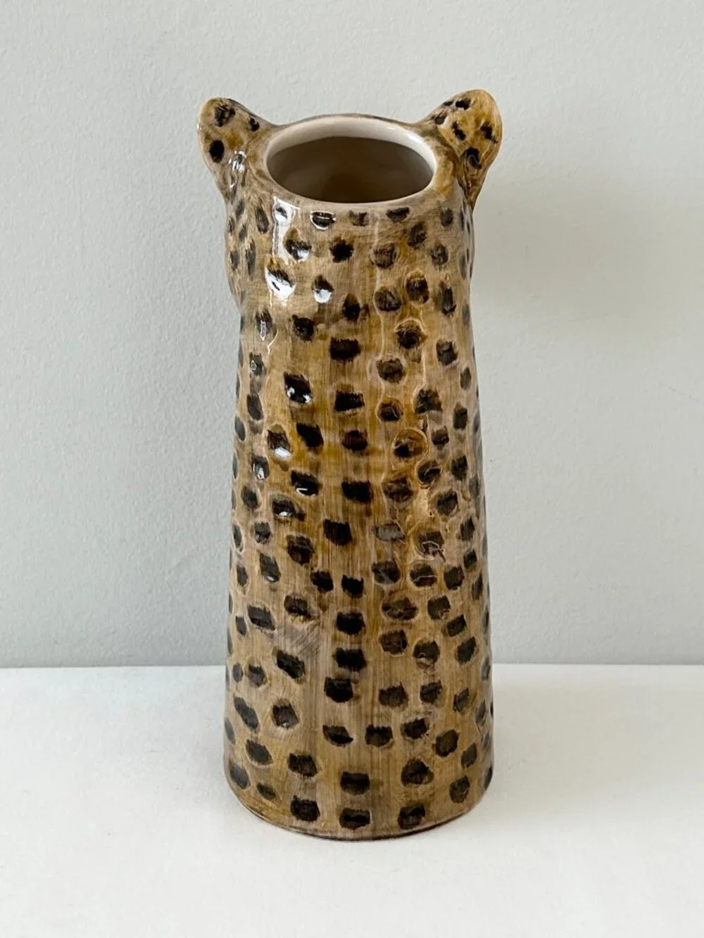 Quail Ceramics Leopard Vase Hand Painted Stoneware Anthropologie England NWT